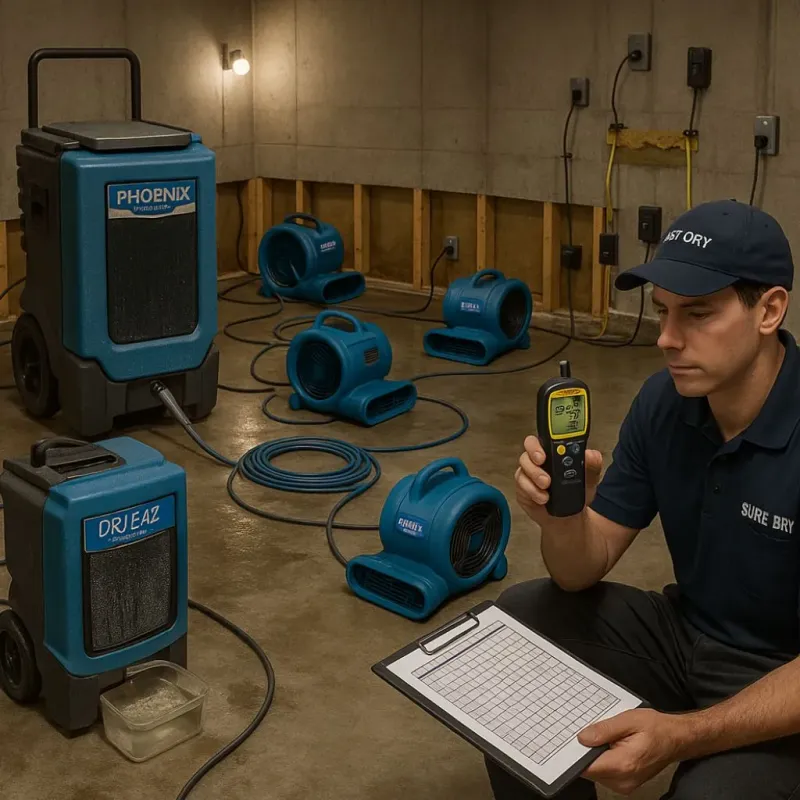 Structural Drying and Dehumidification process in South Russell, OH